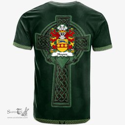 Irish Heynes of Stretton Shropshire ap John Heynes Welsh Coat of Arms Irish T Shirt Irish Cross with Celtic Knot and Claddagh Ring T Shirt