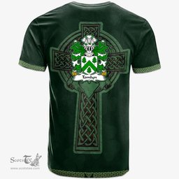 Irish Tomlyn lord of Llanllywel Montgomeryshire Welsh Coat of Arms Irish T Shirt Irish Cross with Celtic Knot and Claddagh Ring T Shirt