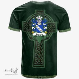 Irish Cwrtais Courteys Curthoyse Curtis Welsh Coat of Arms Irish T Shirt Irish Cross with Celtic Knot and Claddagh Ring T Shirt