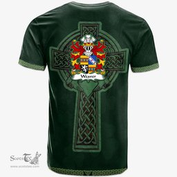 Irish Weaver or Wever of Radnorshire Welsh Coat of Arms Irish T Shirt Irish Cross with Celtic Knot and Claddagh Ring T Shirt