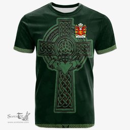 Irish Maredudd or Meredith AP BLEDDYN AP CYNFYN Welsh Coat of Arms Irish T Shirt Irish Cross with Celtic Knot and Claddagh Ring T Shirt