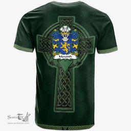 Irish Meredith of Stansty Denbighshire Welsh Coat of Arms Irish T Shirt Irish Cross with Celtic Knot and Claddagh Ring T Shirt