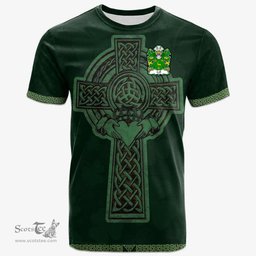 Irish Coll of Pembrokeshire Welsh Coat of Arms Irish T Shirt Irish Cross with Celtic Knot and Claddagh Ring T Shirt