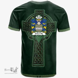 Irish Tuberville of Coetry Glamorgan Welsh Coat of Arms Irish T Shirt Irish Cross with Celtic Knot and Claddagh Ring T Shirt