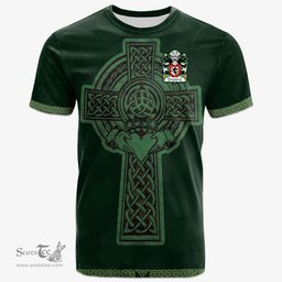 Irish Chepstowe Monmouthshire Welsh Coat of Arms Irish T Shirt Irish Cross with Celtic Knot and Claddagh Ring T Shirt