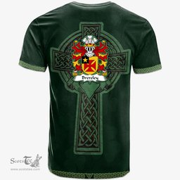 Irish Brereley or Brierley Welsh Coat of Arms Irish T Shirt Irish Cross with Celtic Knot and Claddagh Ring T Shirt