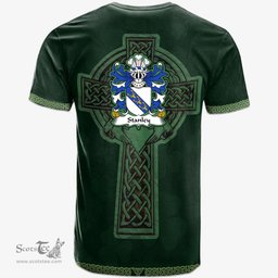 Irish Stanley of Ewloe Flint Welsh Coat of Arms Irish T Shirt Irish Cross with Celtic Knot and Claddagh Ring T Shirt