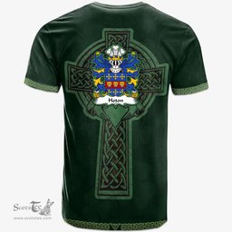Irish Hoton or Houghton of Pembrokeshire Welsh Coat of Arms Irish T Shirt Irish Cross with Celtic Knot and Claddagh Ring T Shirt