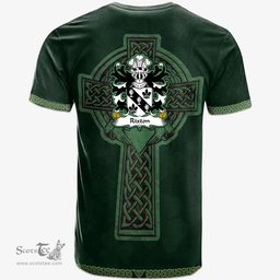 Irish Rixton of Conwy Welsh Coat of Arms Irish T Shirt Irish Cross with Celtic Knot and Claddagh Ring T Shirt