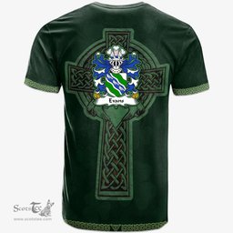 Irish Evans of Chester Welsh Coat of Arms Irish T Shirt Irish Cross with Celtic Knot and Claddagh Ring T Shirt