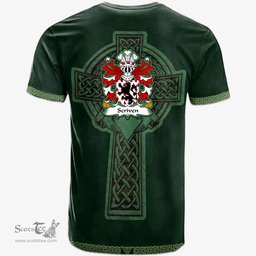 Irish Scriven of Frodesley Shropshire Welsh Coat of Arms Irish T Shirt Irish Cross with Celtic Knot and Claddagh Ring T Shirt