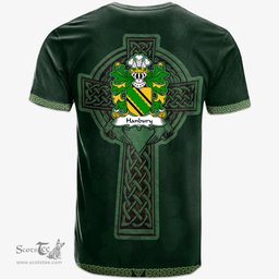 Irish Hanbury of Pontypool Monmouthshire Welsh Coat of Arms Irish T Shirt Irish Cross with Celtic Knot and Claddagh Ring T Shirt