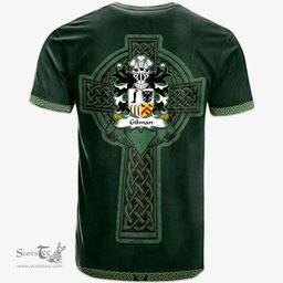 Irish Gilman Claims descent from Cilmin Troed ddu Welsh Coat of Arms Irish T Shirt Irish Cross with Celtic Knot and Claddagh Ring T Shirt