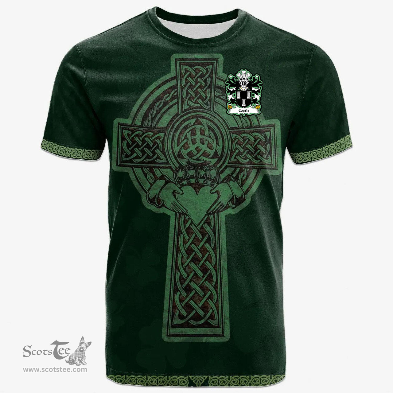 Irish Castle Pembrokeshire Welsh Coat of Arms Irish T Shirt Irish Cross with Celtic Knot and Claddagh Ring T Shirt