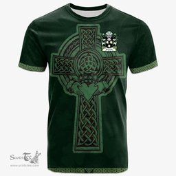 Irish Reynold of Bishops Castle Shropshire Welsh Coat of Arms Irish T Shirt Irish Cross with Celtic Knot and Claddagh Ring T Shirt