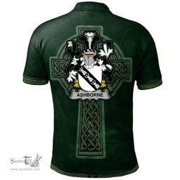 Irish Ashborne Coat of Arms Irish Polo Shirt Irish Cross with Celtic Knot and Claddagh Ring Polo Shirt