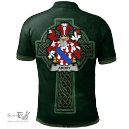 Irish Amory Coat of Arms Irish Polo Shirt Irish Cross with Celtic Knot and Claddagh Ring Polo Shirt
