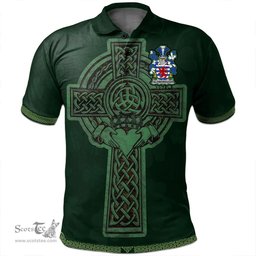 Irish Aldborough Coat of Arms Irish Polo Shirt Irish Cross with Celtic Knot and Claddagh Ring Polo Shirt