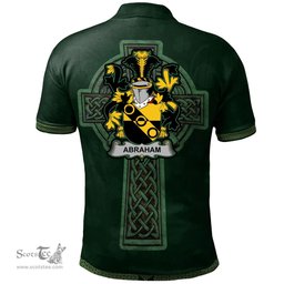 Irish Abraham Coat of Arms Irish Polo Shirt Irish Cross with Celtic Knot and Claddagh Ring Polo Shirt