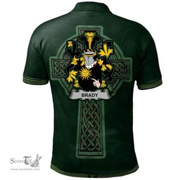 Irish Brady or McBrady Coat of Arms Irish Polo Shirt Irish Cross with Celtic Knot and Claddagh Ring Polo Shirt