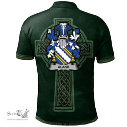 Irish Aland Coat of Arms Irish Polo Shirt Irish Cross with Celtic Knot and Claddagh Ring Polo Shirt