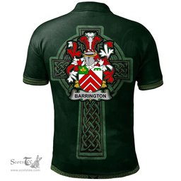Irish Barrington Coat of Arms Irish Polo Shirt Irish Cross with Celtic Knot and Claddagh Ring Polo Shirt