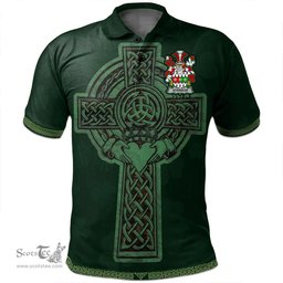 Irish Atkinson Coat of Arms Irish Polo Shirt Irish Cross with Celtic Knot and Claddagh Ring Polo Shirt
