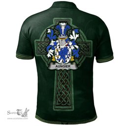 Irish Aungier Coat of Arms Irish Polo Shirt Irish Cross with Celtic Knot and Claddagh Ring Polo Shirt