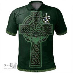 Irish Alexander Coat of Arms Irish Polo Shirt Irish Cross with Celtic Knot and Claddagh Ring Polo Shirt