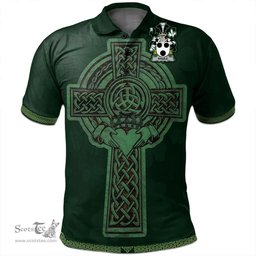 Irish Basile Coat of Arms Irish Polo Shirt Irish Cross with Celtic Knot and Claddagh Ring Polo Shirt
