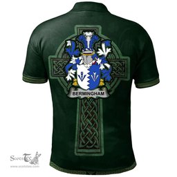 Irish Bermingham Coat of Arms Irish Polo Shirt Irish Cross with Celtic Knot and Claddagh Ring Polo Shirt