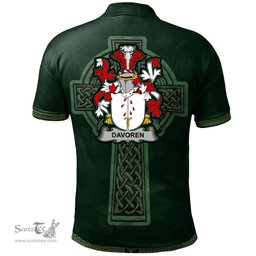 Irish Davoren or O'Davoren Coat of Arms Irish Polo Shirt Irish Cross with Celtic Knot and Claddagh Ring Polo Shirt