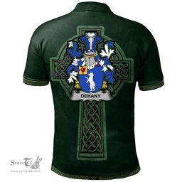 Irish Dehany Coat of Arms Irish Polo Shirt Irish Cross with Celtic Knot and Claddagh Ring Polo Shirt
