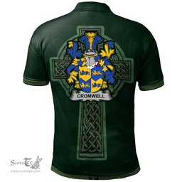 Irish Cromwell Coat of Arms Irish Polo Shirt Irish Cross with Celtic Knot and Claddagh Ring Polo Shirt