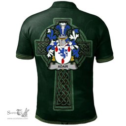 Irish Adair Coat of Arms Irish Polo Shirt Irish Cross with Celtic Knot and Claddagh Ring Polo Shirt
