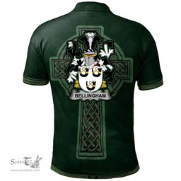 Irish Bellingham Coat of Arms Irish Polo Shirt Irish Cross with Celtic Knot and Claddagh Ring Polo Shirt