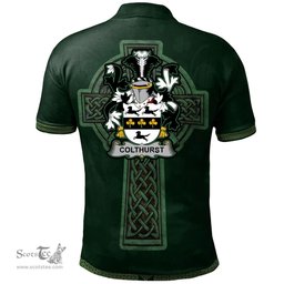 Irish Colthurst Coat of Arms Irish Polo Shirt Irish Cross with Celtic Knot and Claddagh Ring Polo Shirt