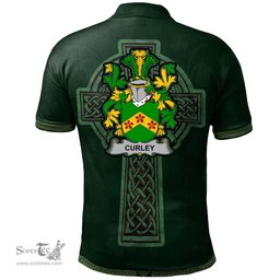 Irish Curley or McTurley Coat of Arms Irish Polo Shirt Irish Cross with Celtic Knot and Claddagh Ring Polo Shirt