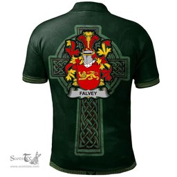 Irish Falvey or O'Falvey Coat of Arms Irish Polo Shirt Irish Cross with Celtic Knot and Claddagh Ring Polo Shirt
