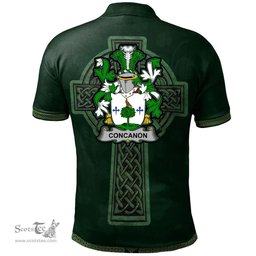 Irish Concanon or O'Concanon Coat of Arms Irish Polo Shirt Irish Cross with Celtic Knot and Claddagh Ring Polo Shirt