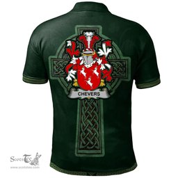 Irish Chevers Coat of Arms Irish Polo Shirt Irish Cross with Celtic Knot and Claddagh Ring Polo Shirt