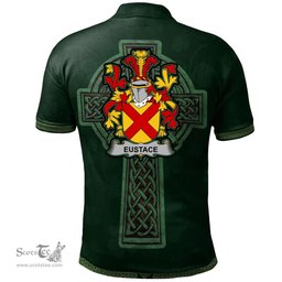 Irish Eustace Coat of Arms Irish Polo Shirt Irish Cross with Celtic Knot and Claddagh Ring Polo Shirt
