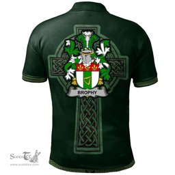 Irish Brophy or O'Brophy Coat of Arms Irish Polo Shirt Irish Cross with Celtic Knot and Claddagh Ring Polo Shirt
