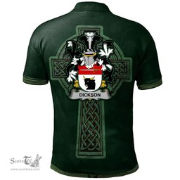 Irish Dickson Coat of Arms Irish Polo Shirt Irish Cross with Celtic Knot and Claddagh Ring Polo Shirt