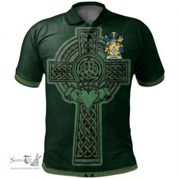 Irish Exham Coat of Arms Irish Polo Shirt Irish Cross with Celtic Knot and Claddagh Ring Polo Shirt