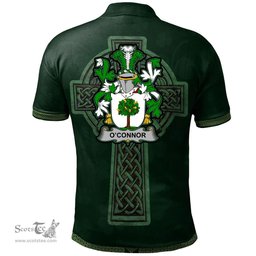 Irish Connor or O'Connor (Faly) Coat of Arms Irish Polo Shirt Irish Cross with Celtic Knot and Claddagh Ring Polo Shirt