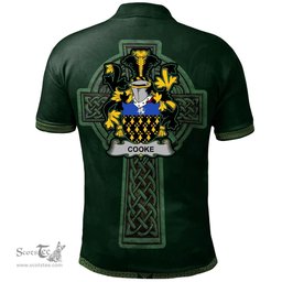 Irish Cooke Coat of Arms Irish Polo Shirt Irish Cross with Celtic Knot and Claddagh Ring Polo Shirt