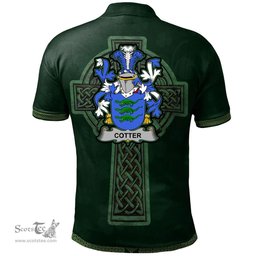 Irish Cotter or MacCotter Coat of Arms Irish Polo Shirt Irish Cross with Celtic Knot and Claddagh Ring Polo Shirt