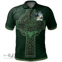 Irish Campbell Coat of Arms Irish Polo Shirt Irish Cross with Celtic Knot and Claddagh Ring Polo Shirt