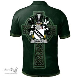 Irish Bunbury Coat of Arms Irish Polo Shirt Irish Cross with Celtic Knot and Claddagh Ring Polo Shirt
